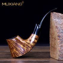 Heather wood handmade freestyle volcanic pipe black vulcanized rubber mouth mens old-fashioned smoke pot solid wood smoke bag pot