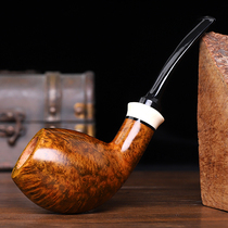 Heather tulip mens pipe old-fashioned solid wood cigarette pot dry pipe tobacco bag pot shredded tobacco special