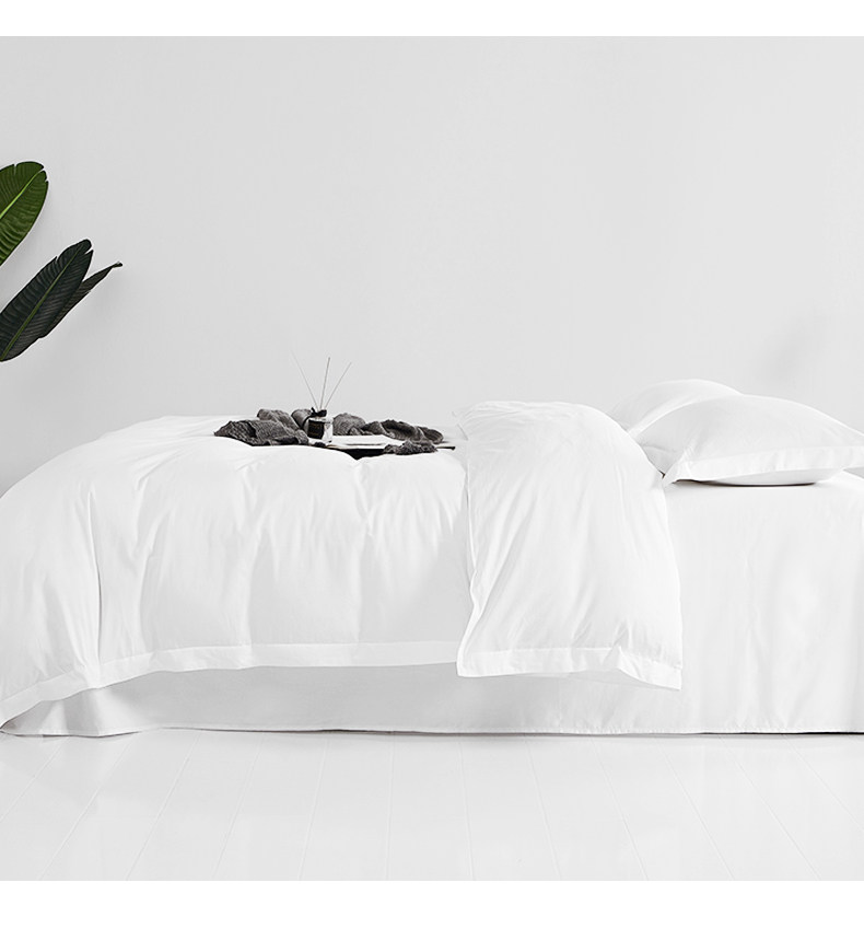 HOTEL高端酒店布草床上用品套件全棉贡缎纯白色被套床单详情8