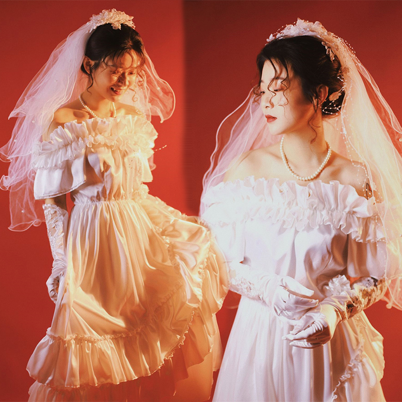Retro wedding dress suitable for photo sessions, clothing, french style Retro wedding dress suitable for photo sessions, clothing, french style