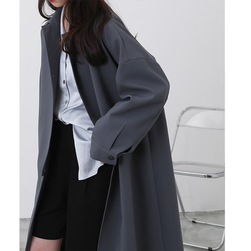 CHICVEN casual loose lace-up waist trench coat women's early spring new temperament over-the-knee mid-length coat