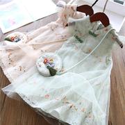 Han váy yang-phong cách công chúa trẻ em váy váy dài tay áo ngắn trẻ nhỏ 1-4 tuổi lưới retro sling jumpsuit.
