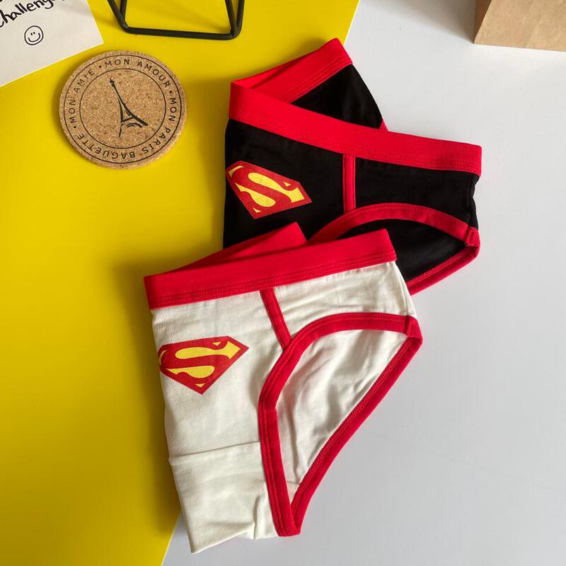 Special Clearance Cartoon Underwear, Pure Cotton, Cute Superhero Print, Triangle Women's Low-Waist Sports Shorts, Unisex Style
