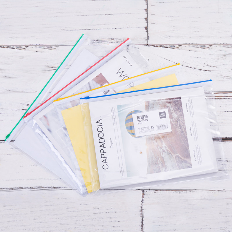 Able 5526 Laced Bag Translucent A4 Abrasion Resistant Waterproof Pull Chain Bag Office Financial Bill Student File Containing