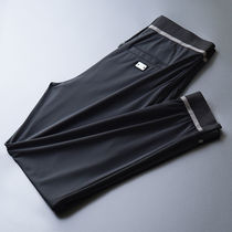 IT ins casual pants mens summer ice silk thin section quick-drying sports pants silky loose elastic straight leg cropped pants trendy