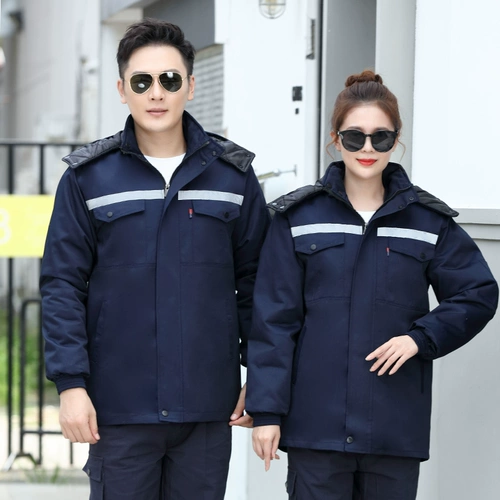 Демисезонная утепленная синяя куртка для работы, пуховик