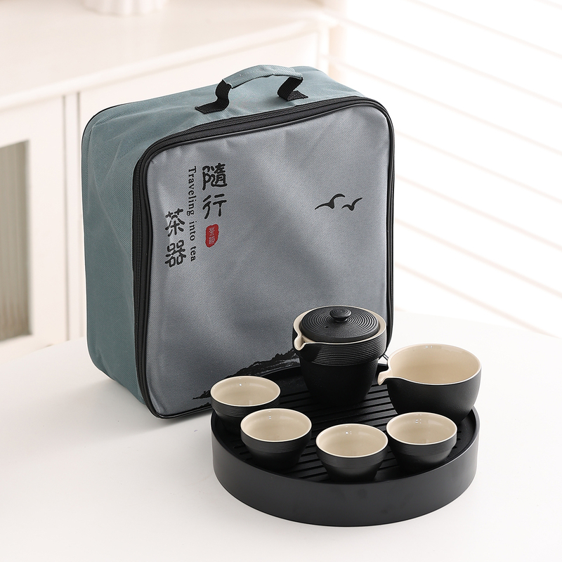 Atour Hotel's New 4.0 Kung Fu Tea Set, One Pot and Four Cups with Water Storage Tea Tray, Suitable for Hotels and Guesthouses