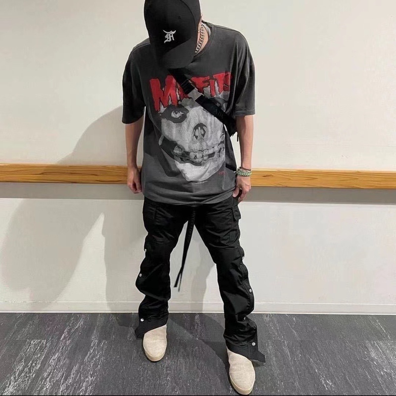 A Must-Have Item! Aurora's Original Misfits Vintage Skull Short-Sleeve T-Shirt, the Same Style as Justin Bieber's