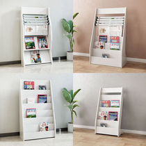 White magazine rack Book and newspaper rack Promotional page information display rack Wooden storage floor newspaper newspaper rack