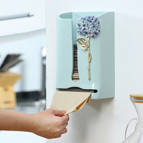 Garbage bag storage box wall extraction type shopping plastic bag storage artifact kitchen large finishing rack household