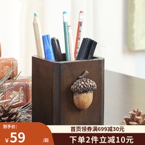 Desktop creative fashion decorative pen holder office ornaments pen barrel European style bamboo brush storage makeup brush box cute