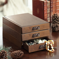 American drawer type cosmetics storage box large jewelry desktop finishing box wooden jewelry rack