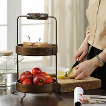 Solid Wood fruit tray European two-story dessert cake shelf Kitchen Box living room creative candy tray
