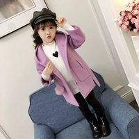Áo khoác len nữ phiên bản Hàn Quốc 2018 mới to lớn thời trang trẻ em quần áo len trẻ em mùa thu đông mùa đông phong cách nước ngoài áo dạ trẻ em