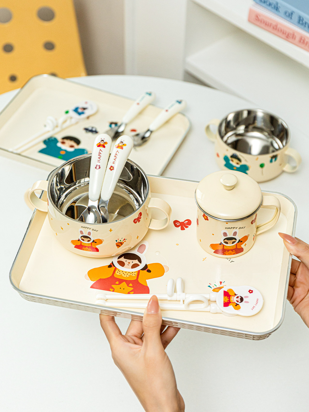 Children's Supplementary Food Tableware Set, Newborn Gift, Kidsren's Children's Day Birthday Gift, 316 Stainless Steel Bowl and Water Cup