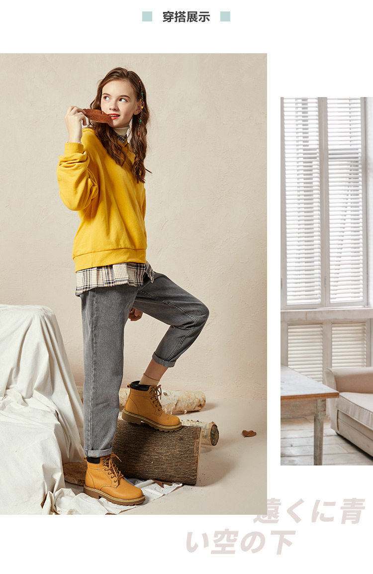 Semir/森马 男女款真皮高帮工装马丁靴 图2