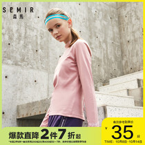 Semir 2019 Winter new semi-high collar letter embroidery bottoming sports running warm tide long sleeve T-shirt women