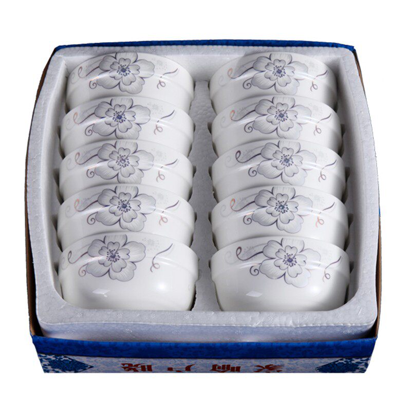 Jingdezhen ceramic household bone china rice bowl 10 5 inch edge guard bowl rice bowl rice bowl rice bowl household bowl