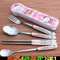 Spoon Portable Suit Children Cutlery Portable Mini Spoons Mini Chopsticks Elementary Students Individuality Chopsticks Cutlery Travel