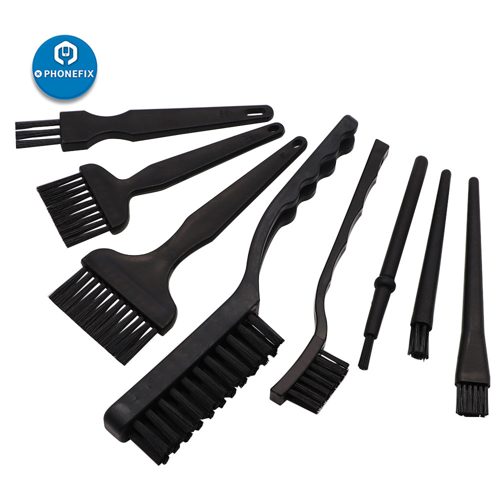 Anti-static brush small number mid size straight shank hardhush plastic crank capillary brush cleaning PCB breadboard
