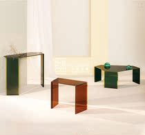 Light luxury glass coffee table Multi-layer color tempered geometric glass size coffee table combination custom Changhong glass coffee table