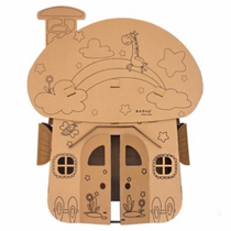 Childrens cardboard little house girl doll house Mushroom House game house Girls handmade cardboard box assembly diy hut
