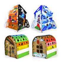 Childrens handmade industry DIY assembly Colored cardboard three-dimensional puzzle small model paper shell house Carton cottage