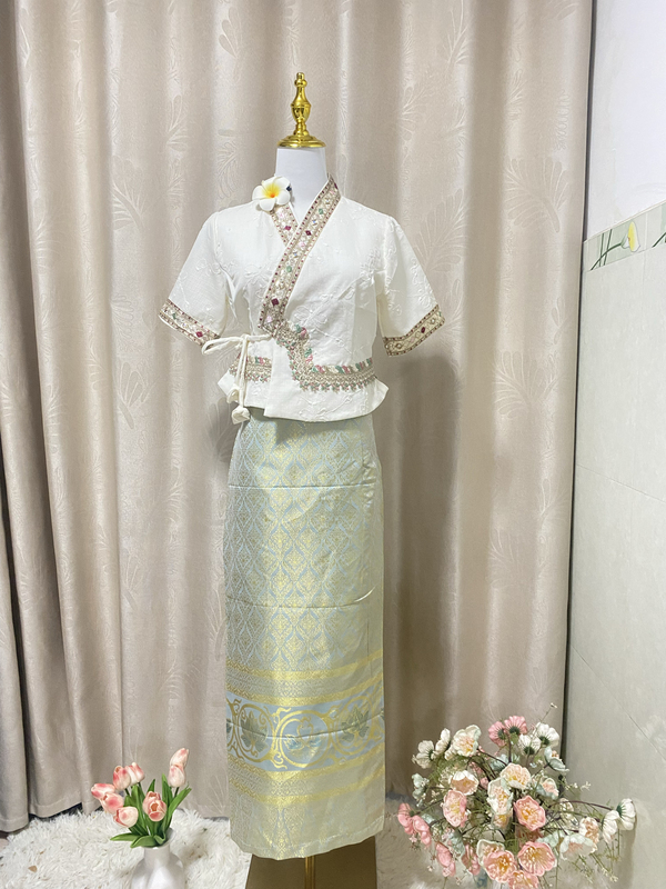 New Xishuangbanna Dai Ethnic Traditional Women's Clothing Thai-Style Slimming High-End Suit Tea Dress Work Performance Plus Size