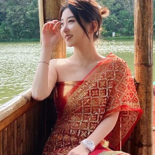 泰国旅游傣族民族服装西双版纳孙怡鞠婧祎同款影楼写真拍照筒裙