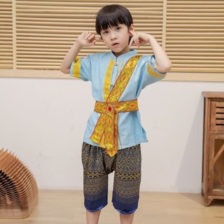 【傣族男童套装】六一儿童民族表演葫芦丝演奏表演傣族儿童服装