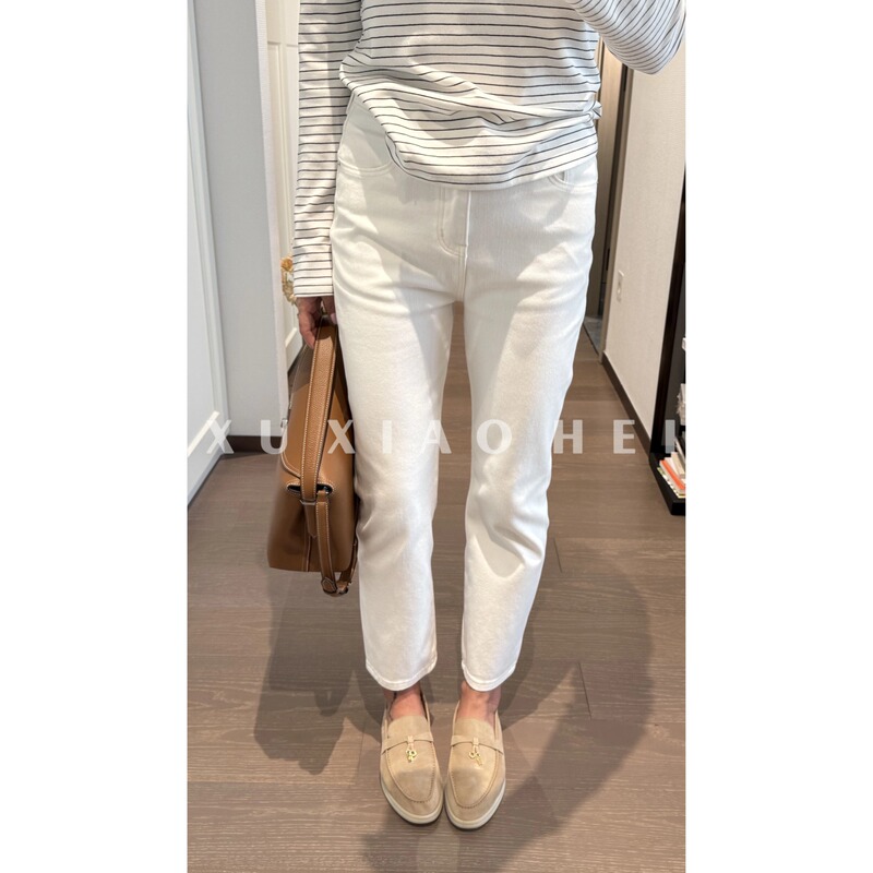 Xu Xiaohei【Classic White】Mid-High Waist White High-Elasticity Cigarette-Style Jeans for All Seasons, Casual and Slimming Xu Xiaohei【Classic White】Mid-High Waist White High-Elasticity Cigarette-Style Jeans for All Seasons, Casual and Slimming