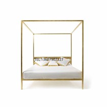 Jingjifeng light luxury fabric canopy bed model room hotel villa room double bed designer customized solid wood bed