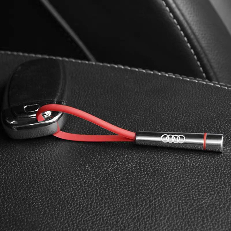 Audi Silver Needle Pendant Keychain Creative Unisex Car Key Chain High-End Accessory Premium for Women