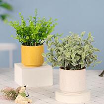 Yougali Millan Grass Green Plant Indoor Table Mini Small Pendulum Piece Emulation Flower Pendulum with green plant potted plant false flowers