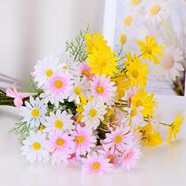 Fake flower emulation flower furnishing foreign chamomile flower art swing piece living room decoration table High branches photo table bouquet small daisy