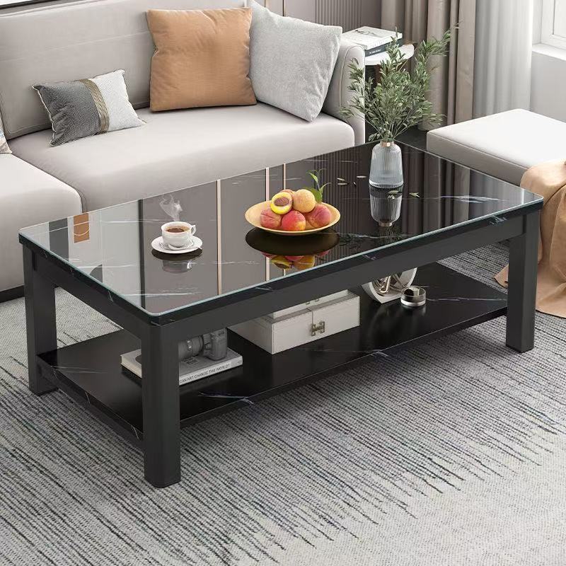Modern New Glass Coffee Table for Living Room, Small Apartment, Rectangular Double-Layer Storage Coffee Table, Glass Table for Home Use, New Model Modern New Glass Coffee Table for Living Room, Small Apartment, Rectangular Double-Layer Storage Coffee Table, Glass Table for Home Use, New Model