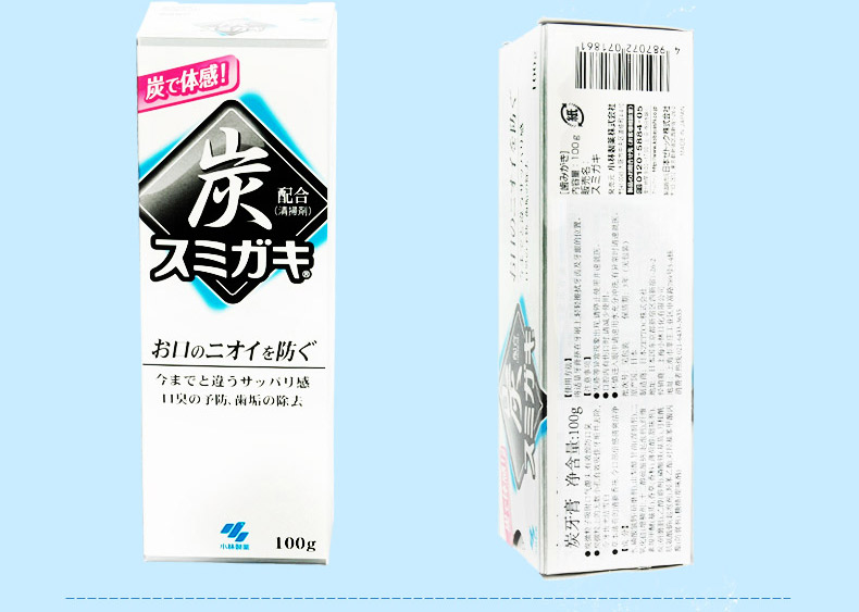 【日本直郵】小林製藥 竹炭牙膏牙膏去漬清潔 美白牙齒 白色100g