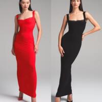 SKIMS Kardashian Soft Lounge lace Soft Lounge lace Solid color slim and sexy modal fabric suspender long skirt for women