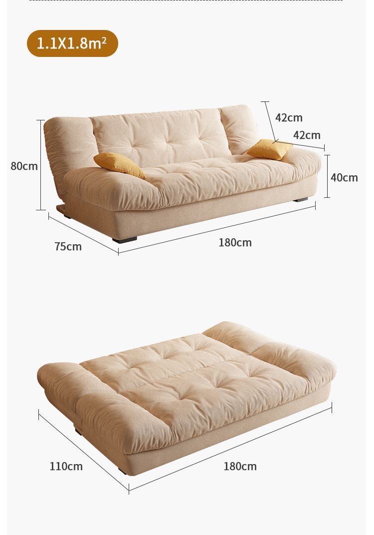 Диван для гостиной, универсальная складная кремовая ткань для двоих, облако 