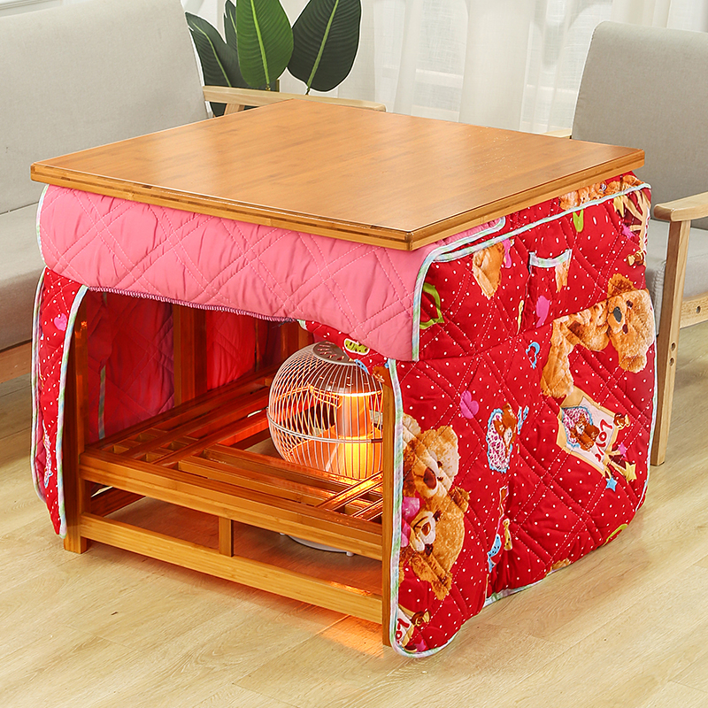 Foldable table household simple portable dining table to eat small economical storage solid wood bamboo panel fire rack