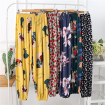 Cotton pajamas womens spring and autumn wide leg pants artificial cotton summer thin casual hanging pants loose large size can be worn outside