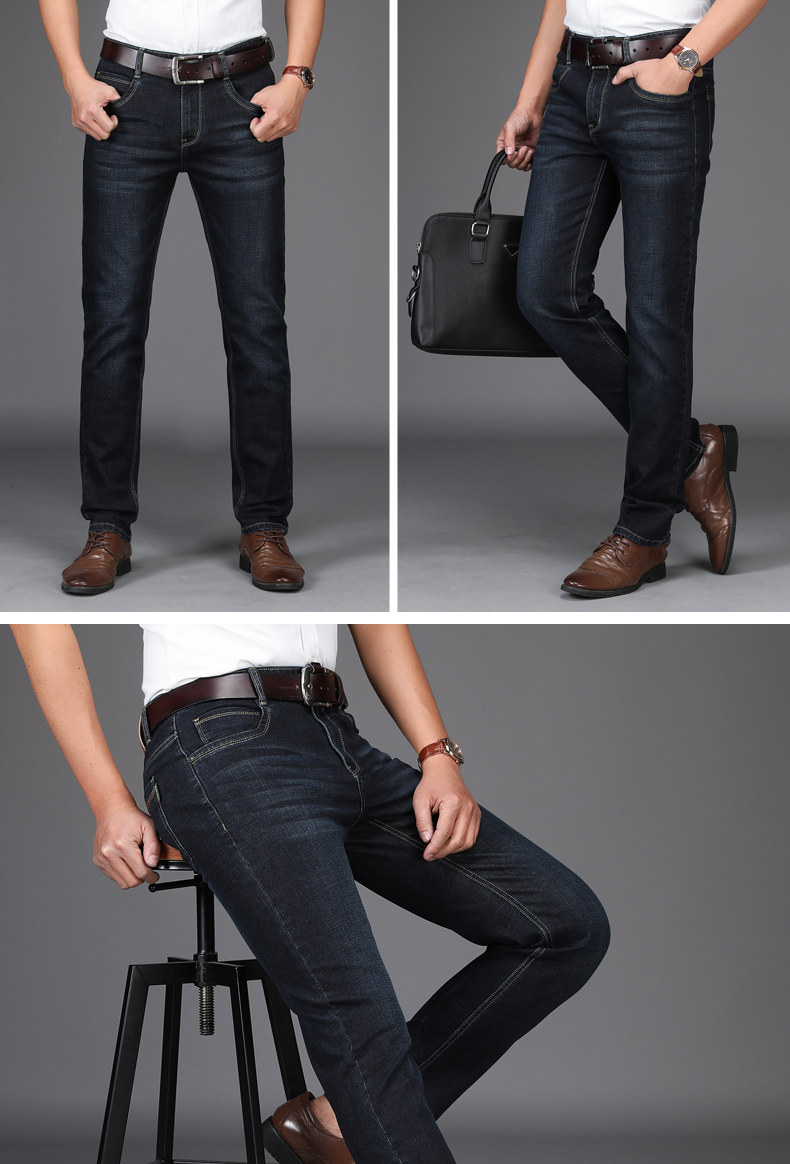 Mùa hè mỏng stretch jeans nam bastion kinh doanh bình thường thanh niên người đàn ông thẳng của quần mỏng quần quần ống rộng nam