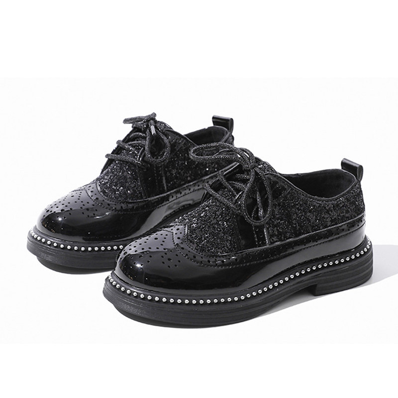 Boys' Leather Shoes 2025 New Model Children's Runway Suit Performance Black Shoes Accessories Gold British Casual Shoes Trendy