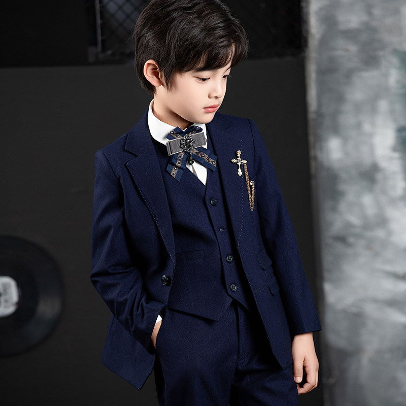 Children's suit boy gown suit 2023 new walk show flower boy handsome young suit host piano to play out-Taobao