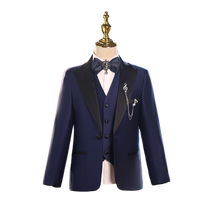 Childrens suit suit 2024 new flower girl dress boy host piano performance suit blue handsome British