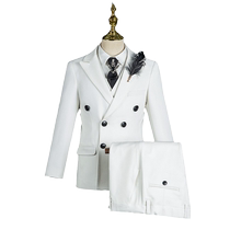 Childrens suits suit boy handsome Inlan flower gown Summer host talk piano to serve white