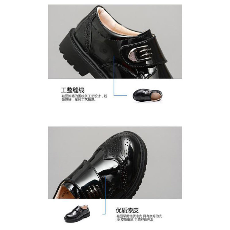 Boys' Leather Shoes 2025 New Model Performance Catwalk Shoes Suit Accessories Kidsren's Black Shoes British Style Kidsren's Shoes