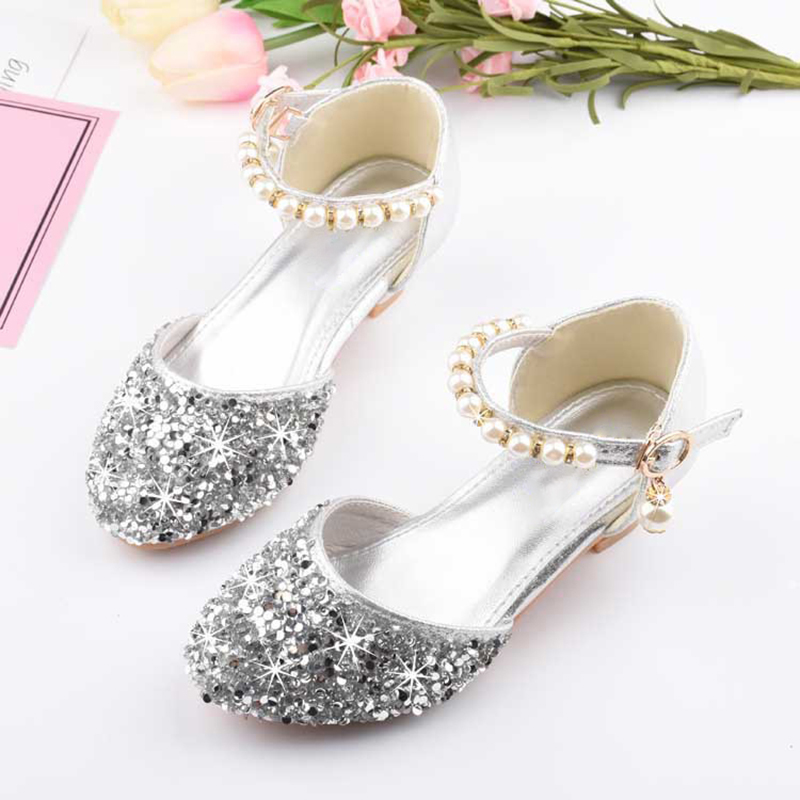 Girls dress shoes 2022 new fashion little princess dance performance shoes middle-aged children's crystal shoes children's single shoes