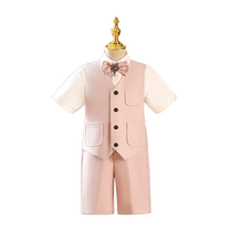 Boys Dress Summer 2024 New Childrens Host Suit Suit Pink Catwalk Costume Flower Girl Vest