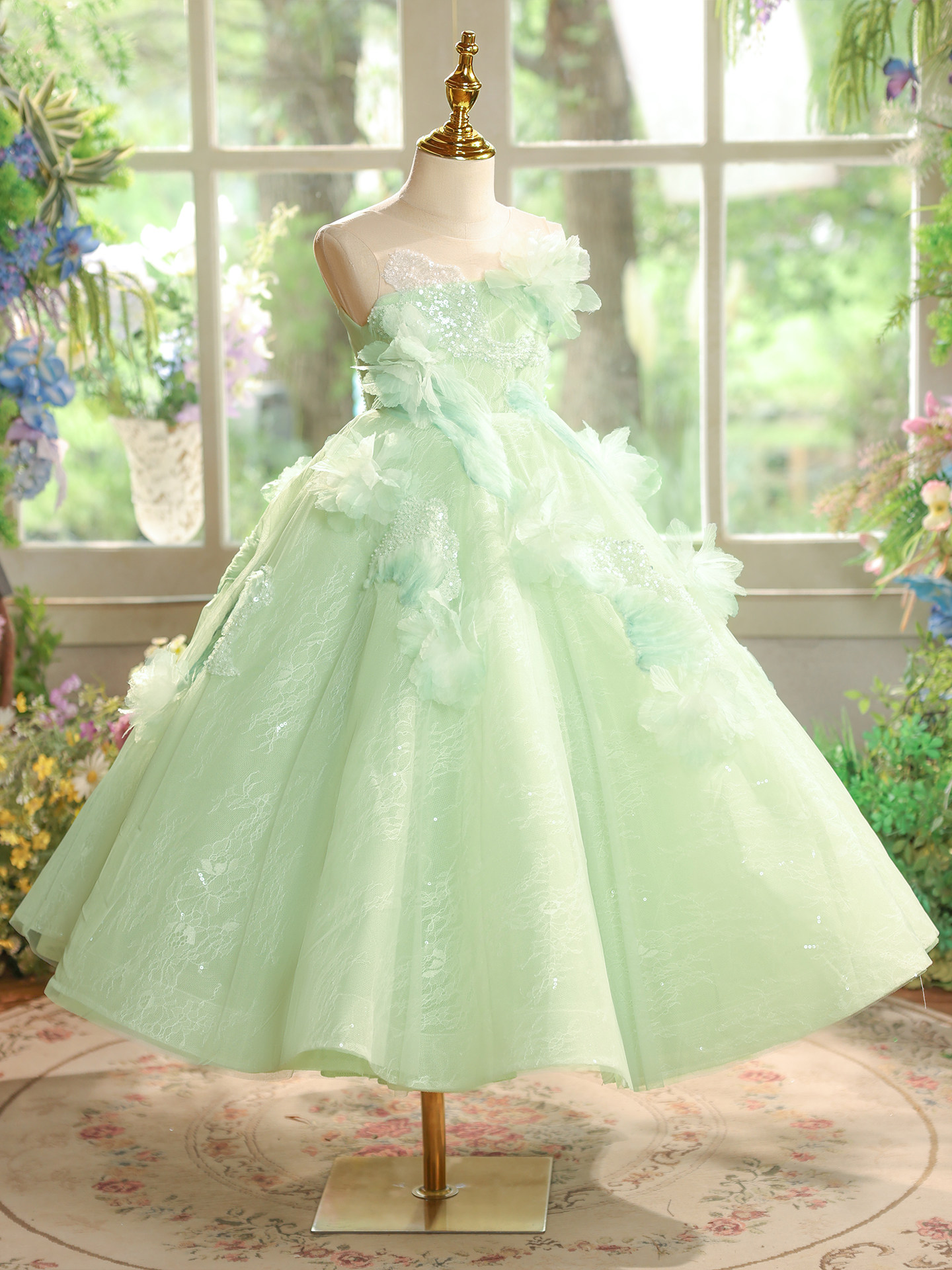 Yinmanqi Children's Dress 2025 New Model Girls' Piano Performance Birthday Forest Style Princess Dress Little Host Evening Dress